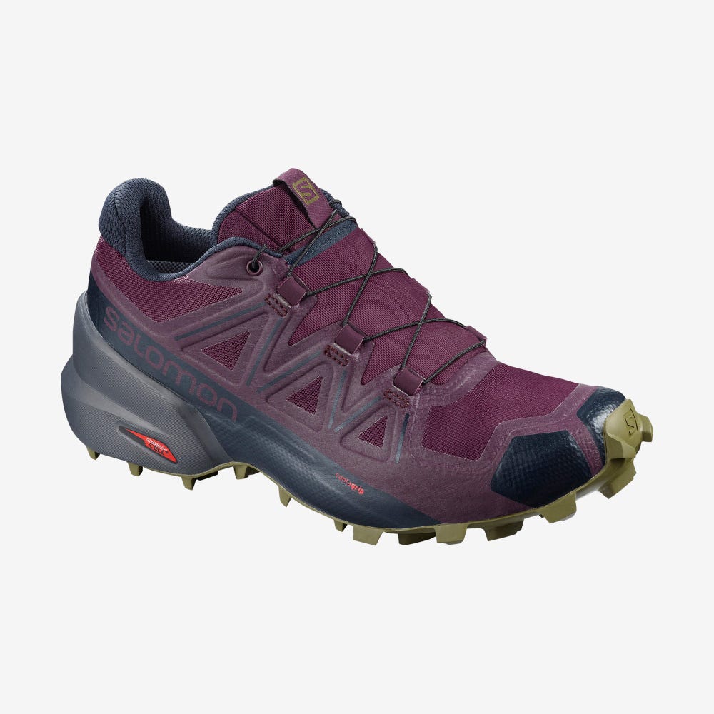 Salomon SPEEDCROSS 5 Trailrunning Schuhe Damen Lila/Olivgrün | BYO-498352