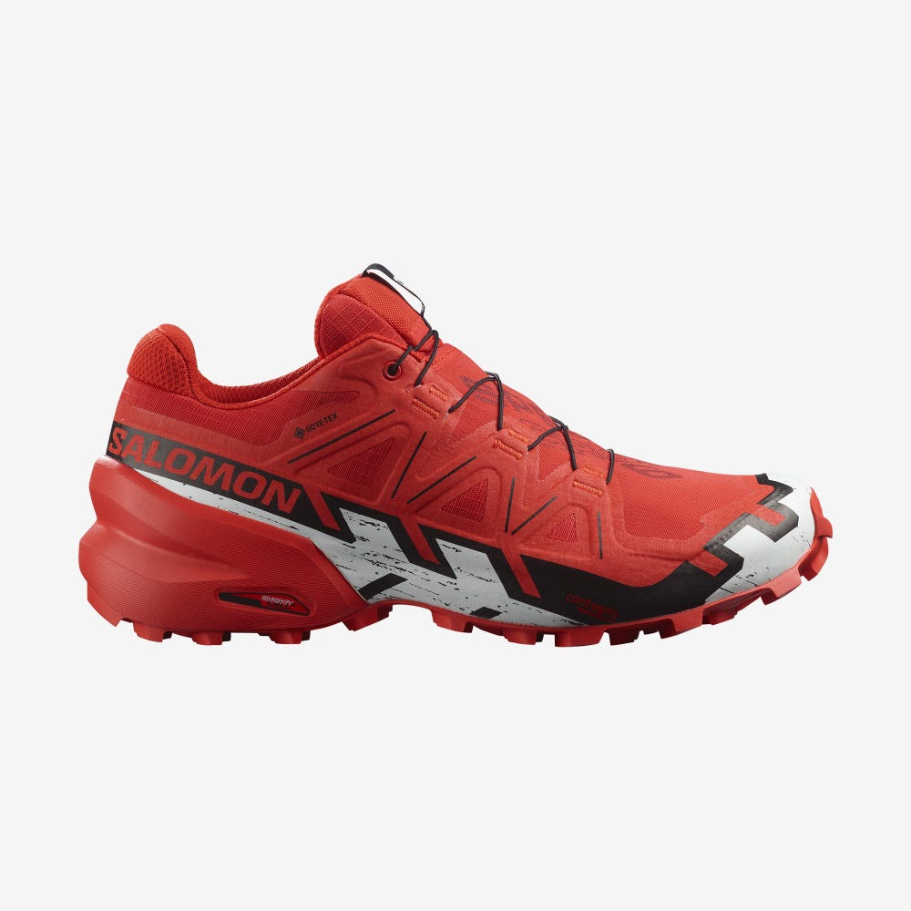 Salomon SPEEDCROSS 6 GORE-TEX Trailrunning Schuhe Herren Rot/Schwarz/Weiß | EWZ-073265