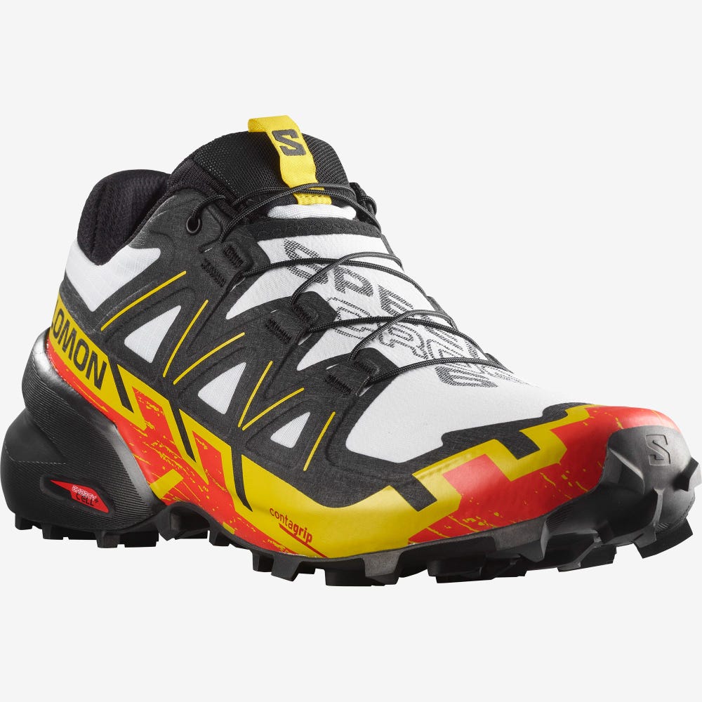 Salomon SPEEDCROSS 6 Trailrunning Schuhe Herren Weiß/Schwarz/Gelb | AFP-375049