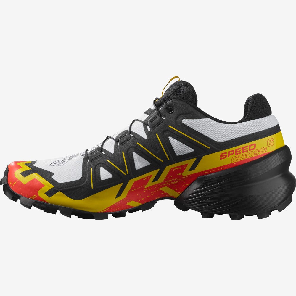 Salomon SPEEDCROSS 6 Trailrunning Schuhe Herren Weiß/Schwarz/Gelb | AFP-375049