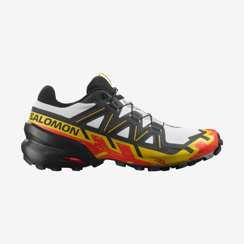 Salomon SPEEDCROSS 6 Trailrunning Schuhe Herren Weiß/Schwarz/Gelb | AFP-375049