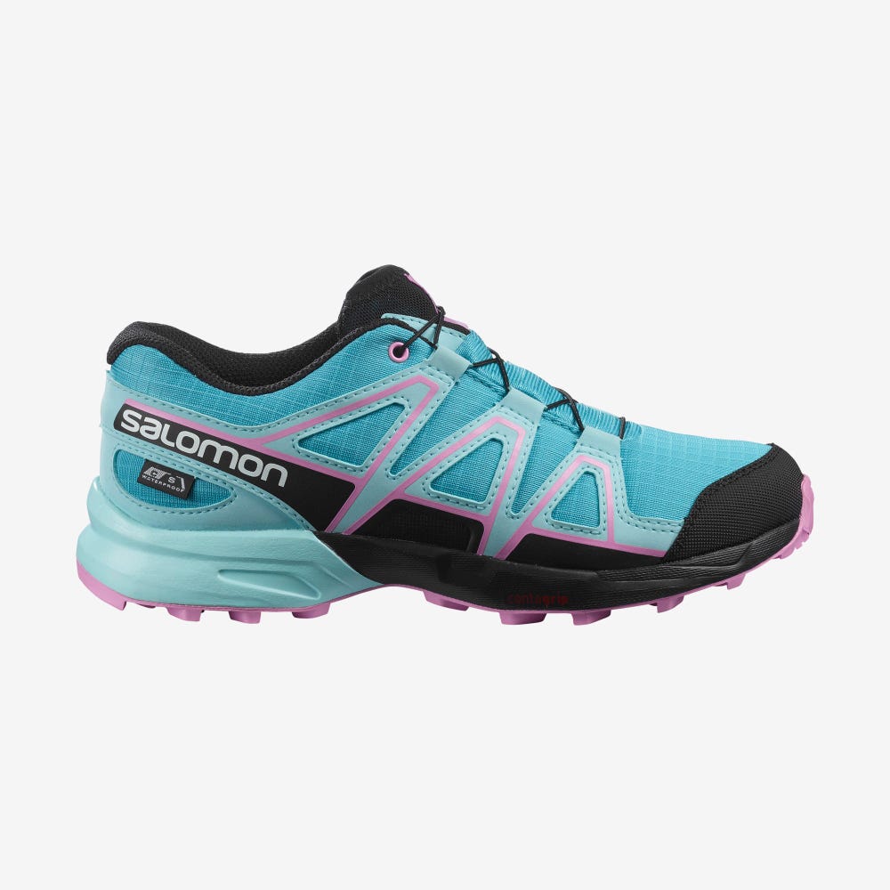 Salomon SPEEDCROSS CLIMASALOMON™ WATERPROOF Wanderschuhe Kinder Blau/Türkis/Lila | KRF-716095