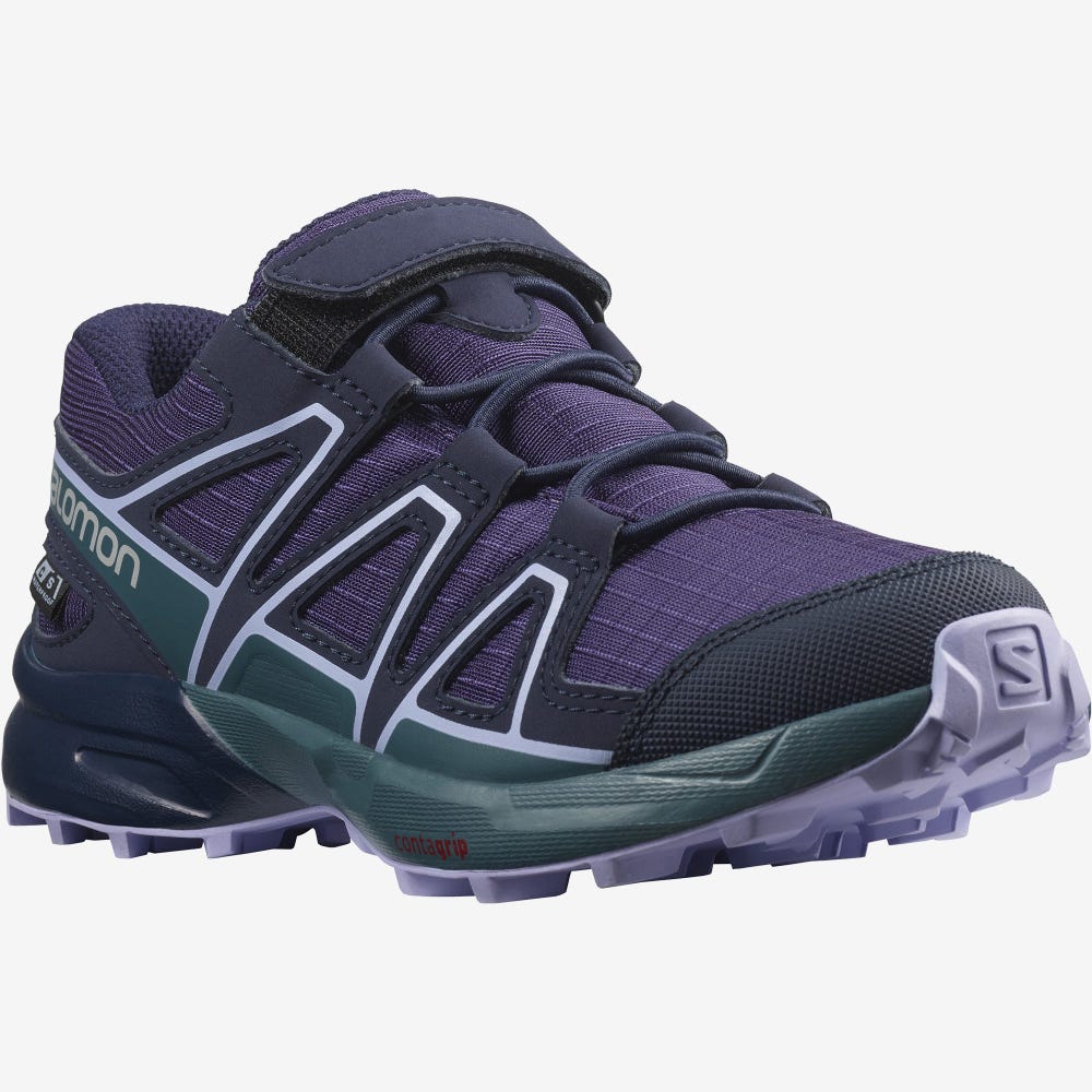 Salomon SPEEDCROSS CLIMASALOMON™ WATERPROOF Trailrunning Schuhe Kinder Lila/Blau/Lavendel | NDE-381679