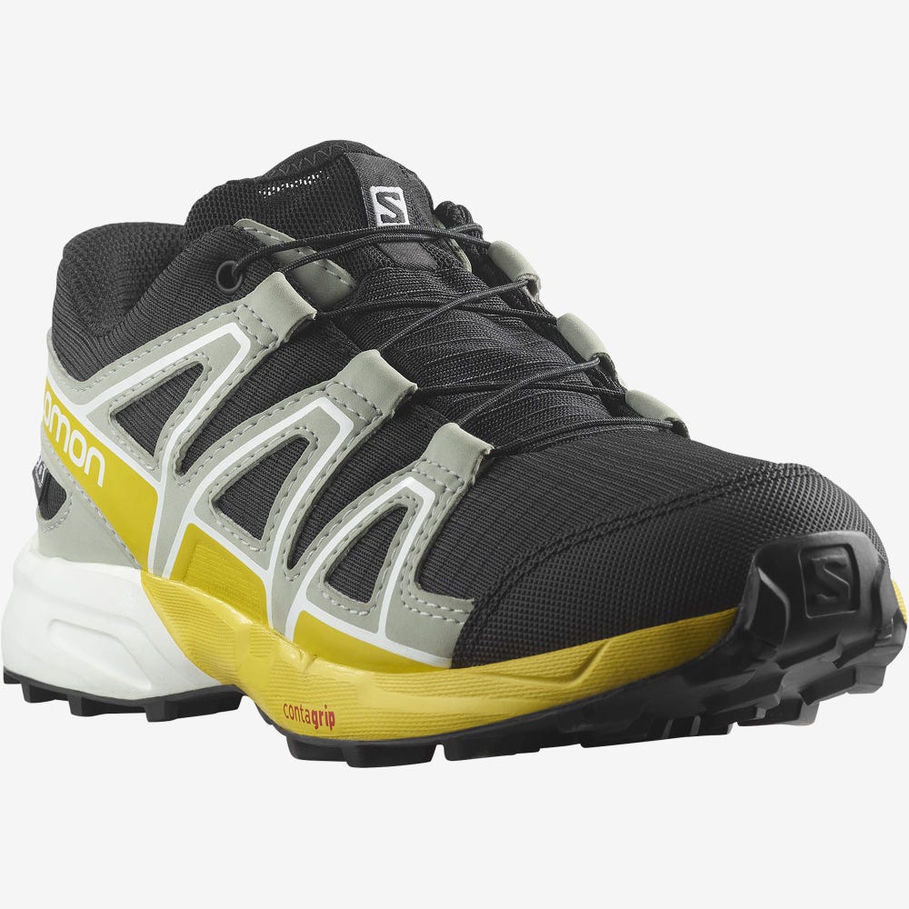 Salomon SPEEDCROSS CLIMASALOMON™ WATERPROOF Wanderschuhe Kinder Schwarz/Zitrone | PNH-673540