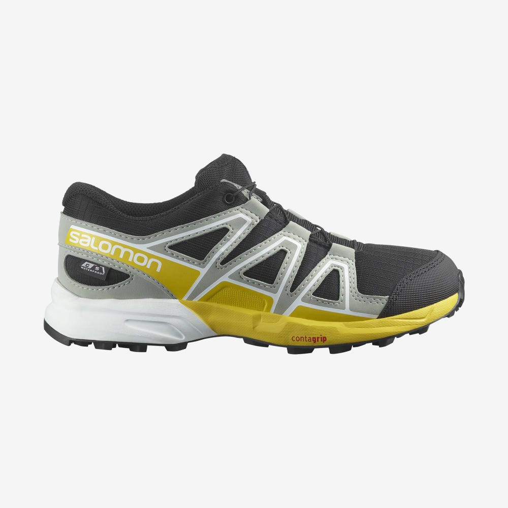 Salomon SPEEDCROSS CLIMASALOMON™ WATERPROOF Trailrunning Schuhe Kinder Schwarz/Zitrone | TVX-953240