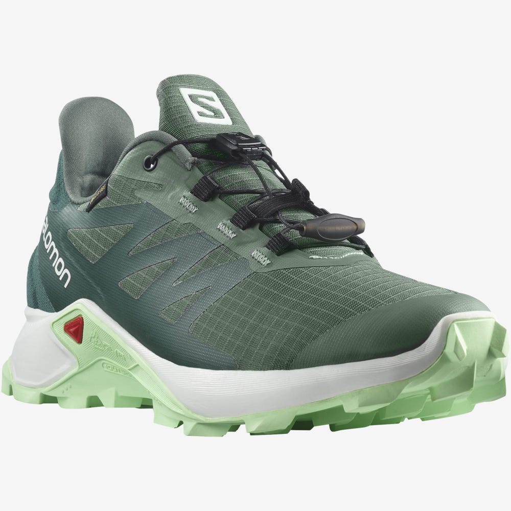 Salomon SUPERCROSS 3 GORE-TEX Trailrunning Schuhe Damen Grün/Weiß/Grün | UEI-053192