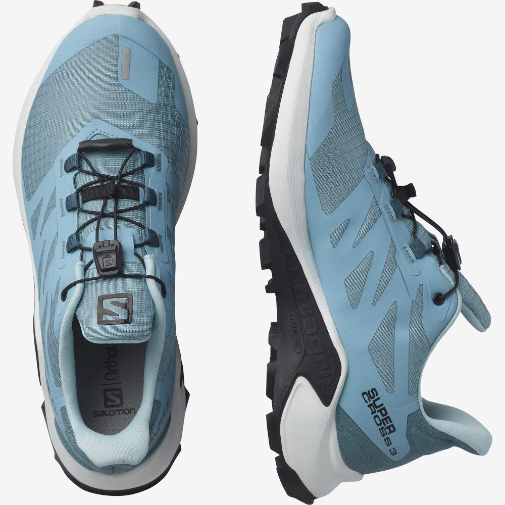 Salomon SUPERCROSS 3 Trailrunning Schuhe Damen Blau/Weiß | TNP-572069