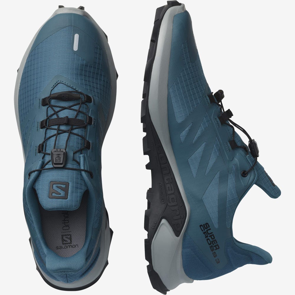 Salomon SUPERCROSS 3 Trailrunning Schuhe Herren Blau/Schwarz | VZQ-397186