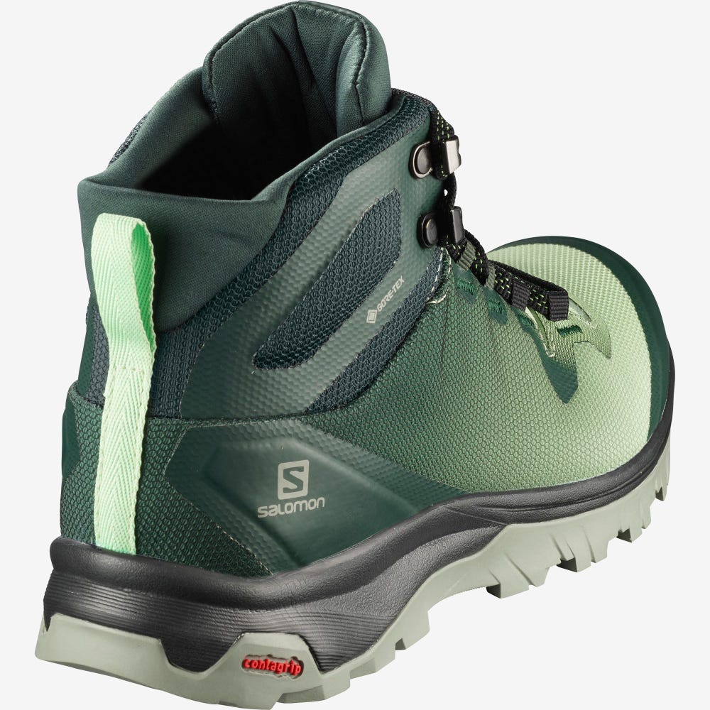 Salomon VAYA MID GORE-TEX Wanderschuhe Damen Grün/Grau | CGS-396285