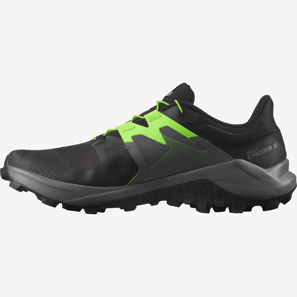 Salomon WILDCROSS 2 Trailrunning Schuhe Herren Schwarz/Grün | BIZ-438219