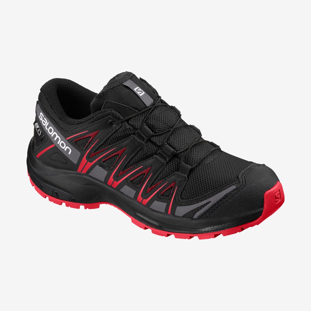 Salomon XA PRO 3D CLIMASALOMON™ WATERPROOF Trailrunning Schuhe Kinder Schwarz/Rot | SUF-063298