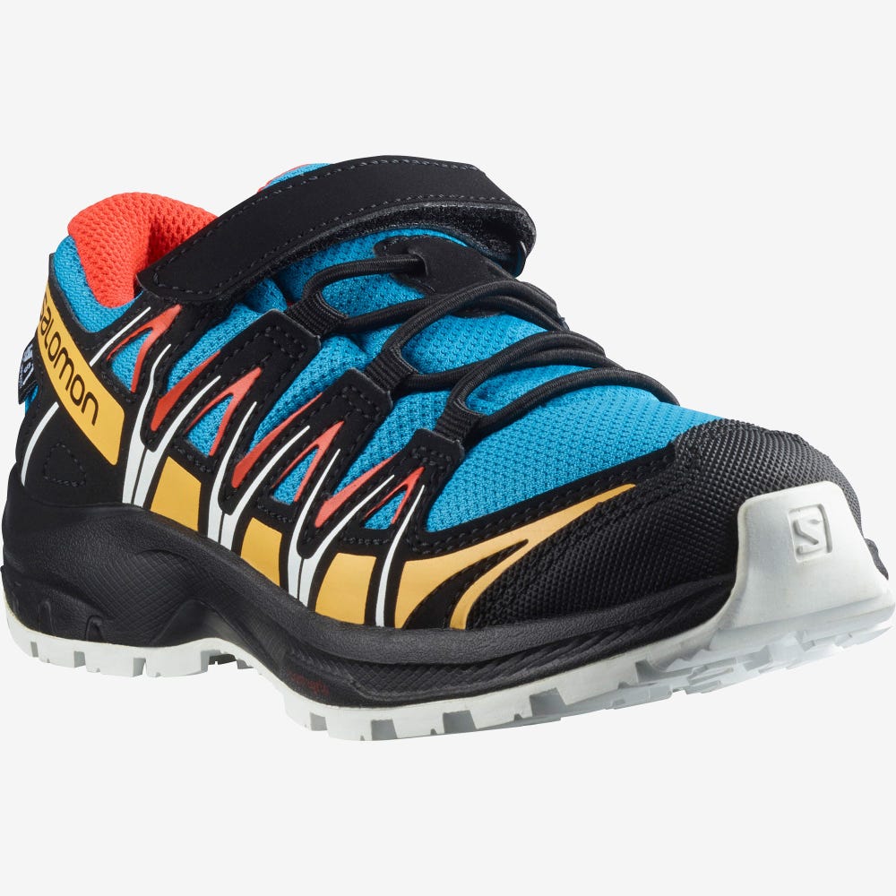 Salomon XA PRO 3D CSWP K Trailrunning Schuhe Kinder Blau/Schwarz/Aprikose | QED-394208