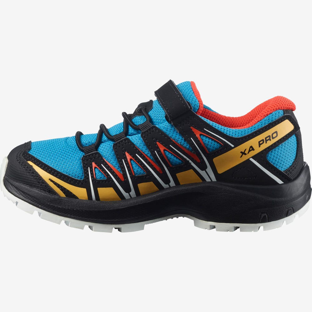 Salomon XA PRO 3D CSWP K Trailrunning Schuhe Kinder Blau/Schwarz/Aprikose | QED-394208