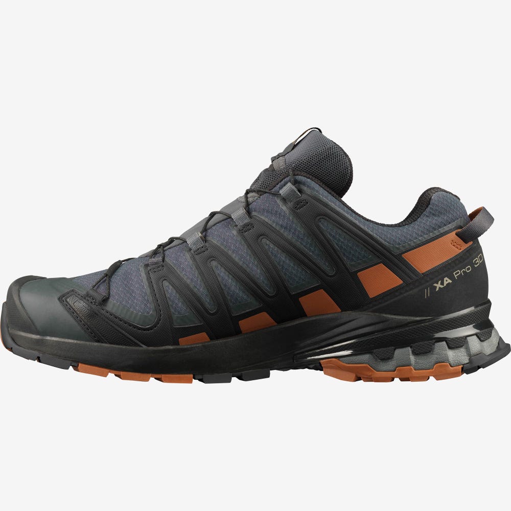 Salomon XA PRO 3D V8 GORE-TEX WIDE Wanderschuhe Herren Grau/Schwarz | XTO-180637