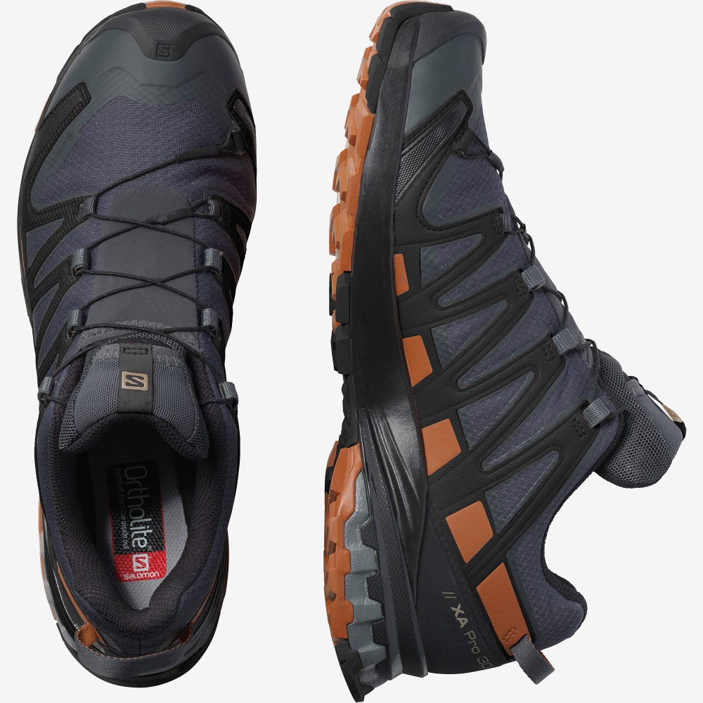 Salomon XA PRO 3D V8 GORE-TEX WIDE Wanderschuhe Herren Grau/Schwarz | XTO-180637