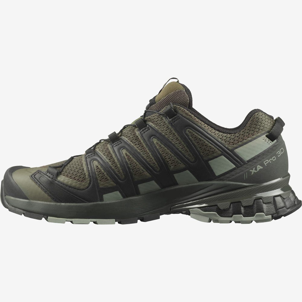 Salomon XA PRO 3D V8 WIDE Wanderschuhe Herren Olivgrün/Grau | VFT-031869