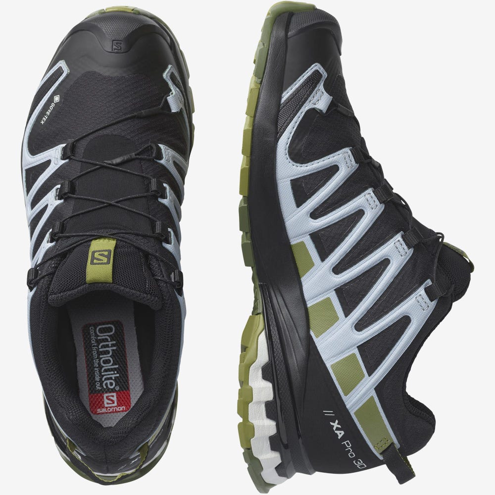 Salomon XA PRO 3D v8 GORE-TEX Trailrunning Schuhe Damen Schwarz/Grün/Blau | NTH-184390