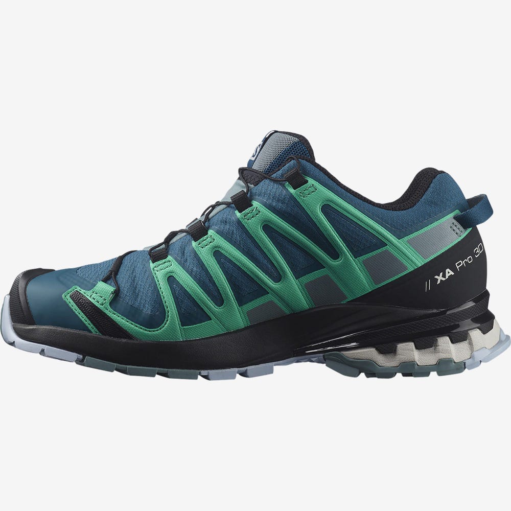 Salomon XA PRO 3D v8 GORE-TEX Trailrunning Schuhe Damen Blau/Mintfarben | SUD-876914