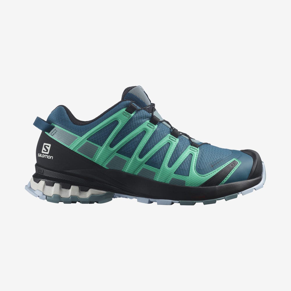 Salomon XA PRO 3D v8 GORE-TEX Trailrunning Schuhe Damen Blau/Mintfarben | SUD-876914