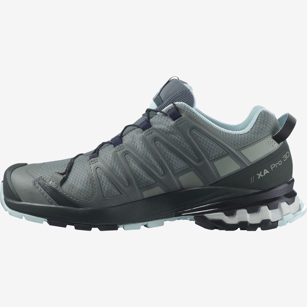 Salomon XA PRO 3D v8 GORE-TEX Wanderschuhe Damen Grün/Türkis | KCR-470159