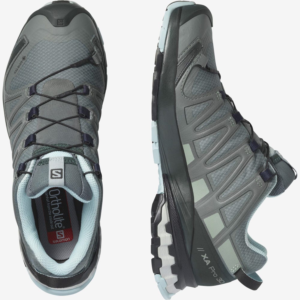 Salomon XA PRO 3D v8 GORE-TEX Wanderschuhe Damen Grün/Türkis | KCR-470159