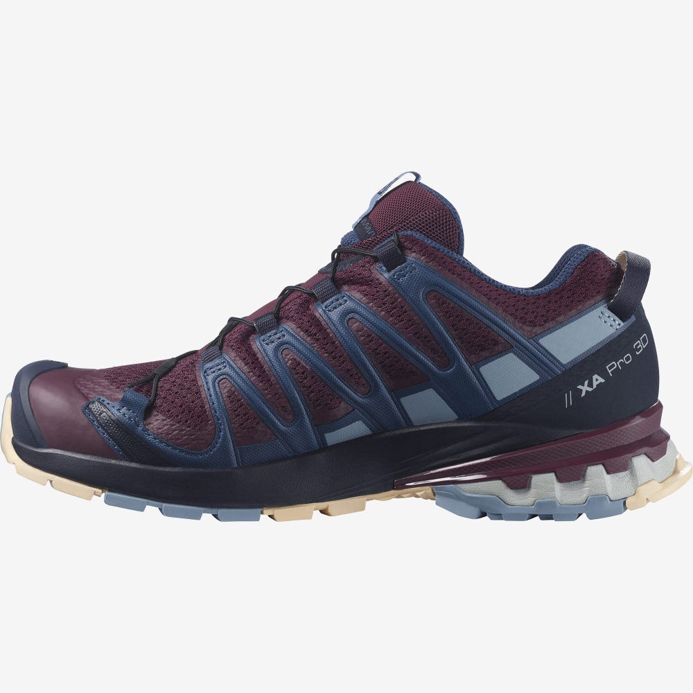 Salomon XA PRO 3D v8 Trailrunning Schuhe Damen Bordeaux/Blau/Weiß | XNS-028765