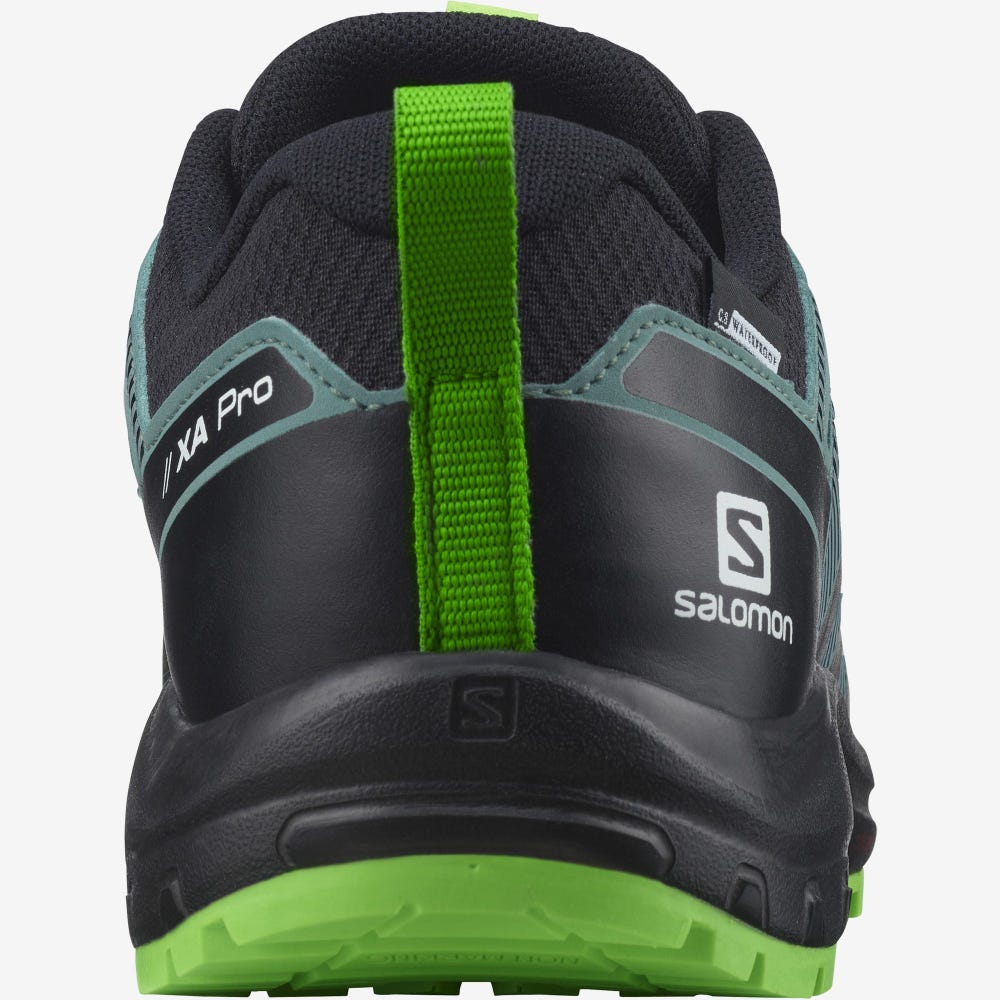 Salomon XA PRO V8 CLIMASALOMON™ WATERPROOF Trailrunning Schuhe Kinder Schwarz/Grün | HGA-641759