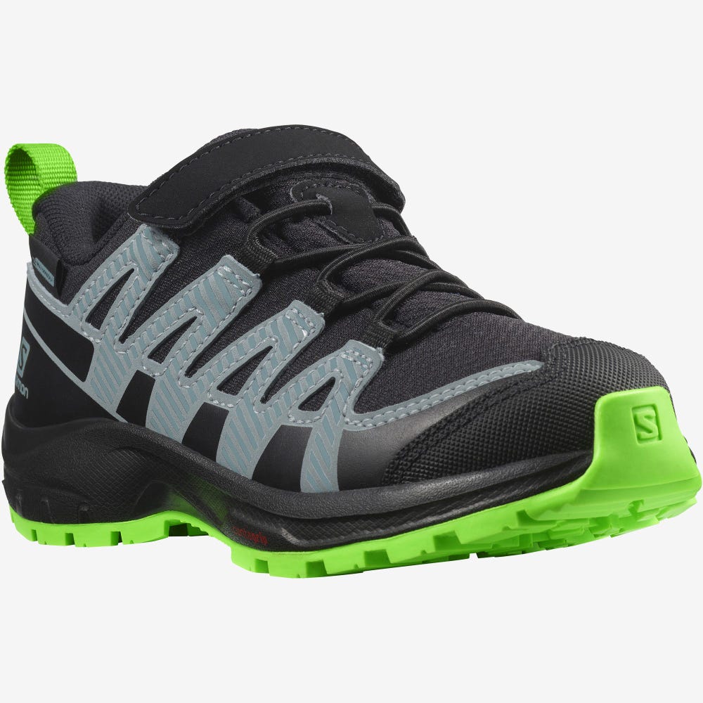 Salomon XA PRO V8 CLIMASALOMON™ WATERPROOF Wanderschuhe Kinder Schwarz/Grün | HGZ-209814