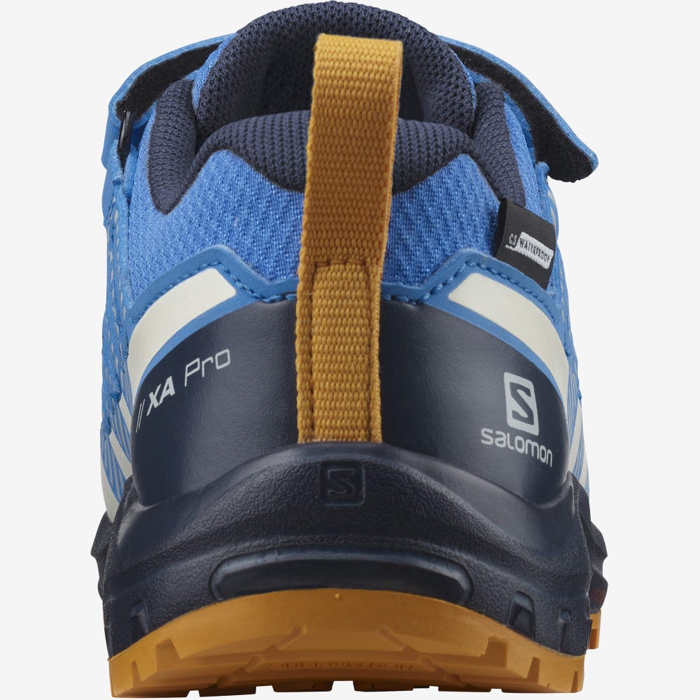 Salomon XA PRO V8 CLIMASALOMON™ WATERPROOF Trailrunning Schuhe Kinder Blau/Navy | MFN-368012