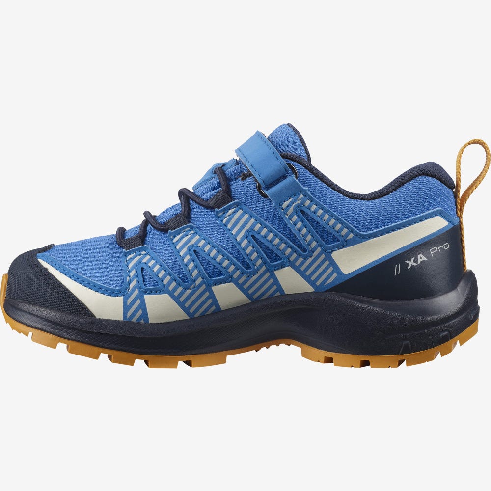 Salomon XA PRO V8 CLIMASALOMON™ WATERPROOF Trailrunning Schuhe Kinder Blau/Navy | MFN-368012