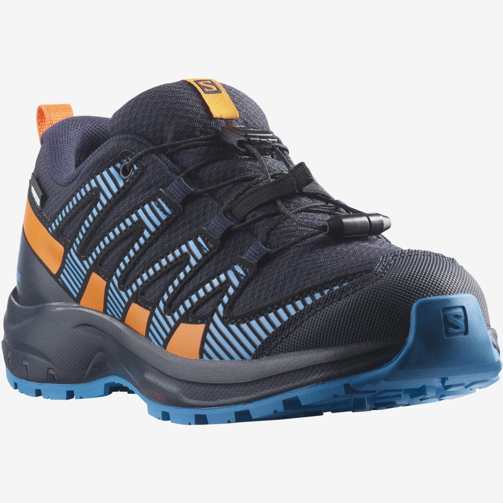 Salomon XA PRO V8 CLIMASALOMON™ WATERPROOF Trailrunning Schuhe Kinder Navy/Orange | SLH-102687