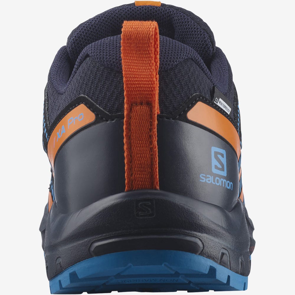 Salomon XA PRO V8 CLIMASALOMON™ WATERPROOF Trailrunning Schuhe Kinder Navy/Orange | SLH-102687