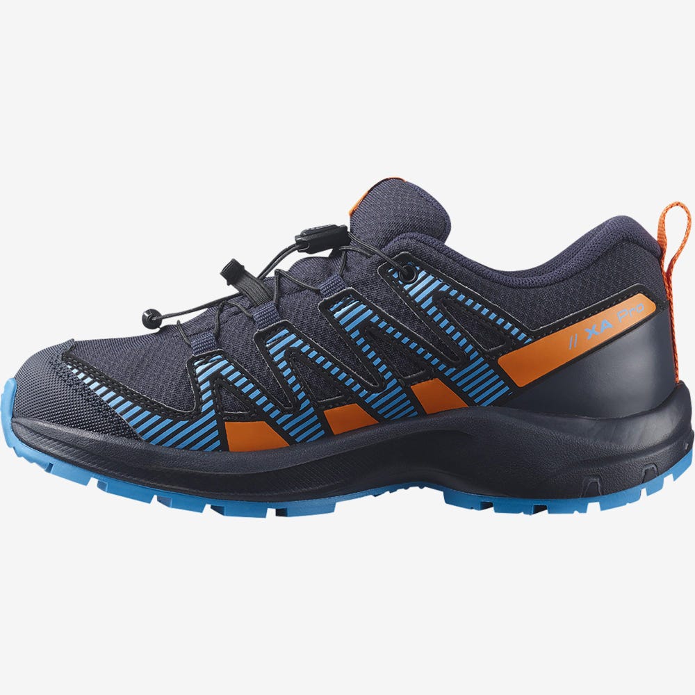 Salomon XA PRO V8 CLIMASALOMON™ WATERPROOF Trailrunning Schuhe Kinder Navy/Orange | SLH-102687