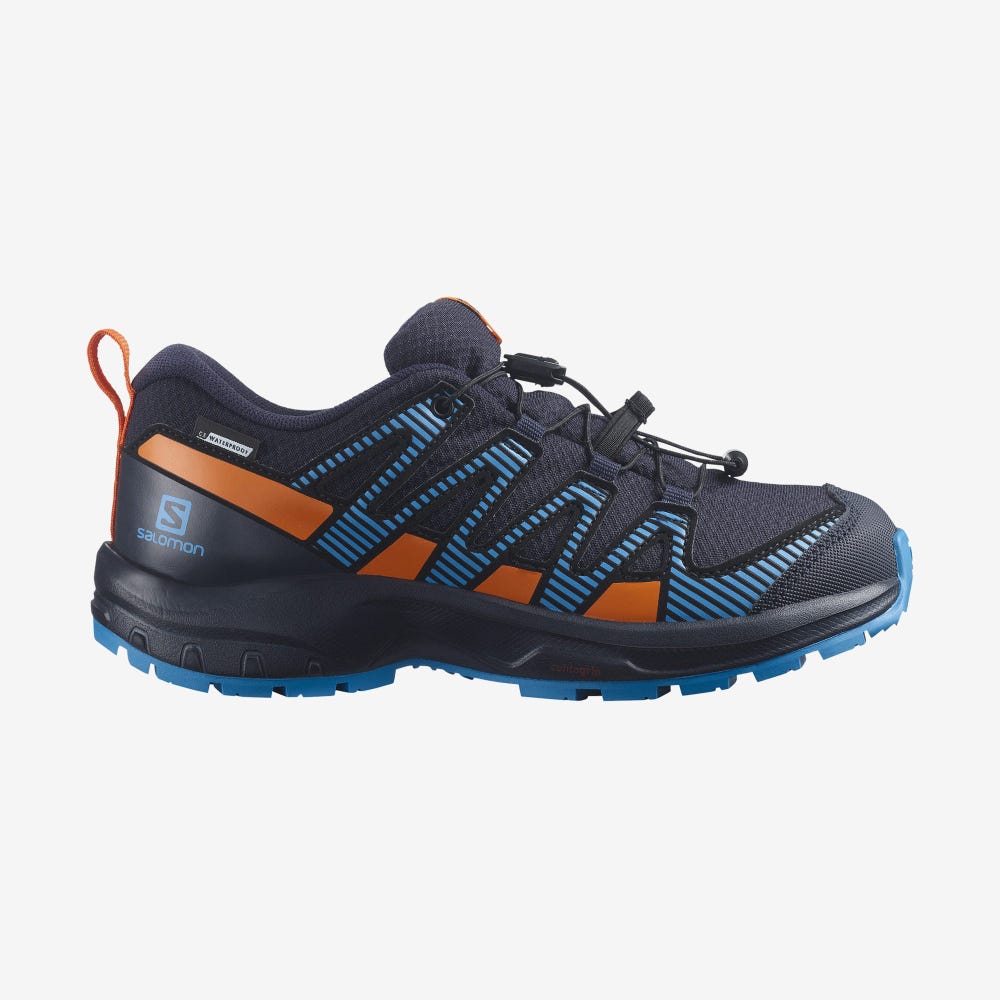 Salomon XA PRO V8 CLIMASALOMON™ WATERPROOF Trailrunning Schuhe Kinder Navy/Orange | SLH-102687