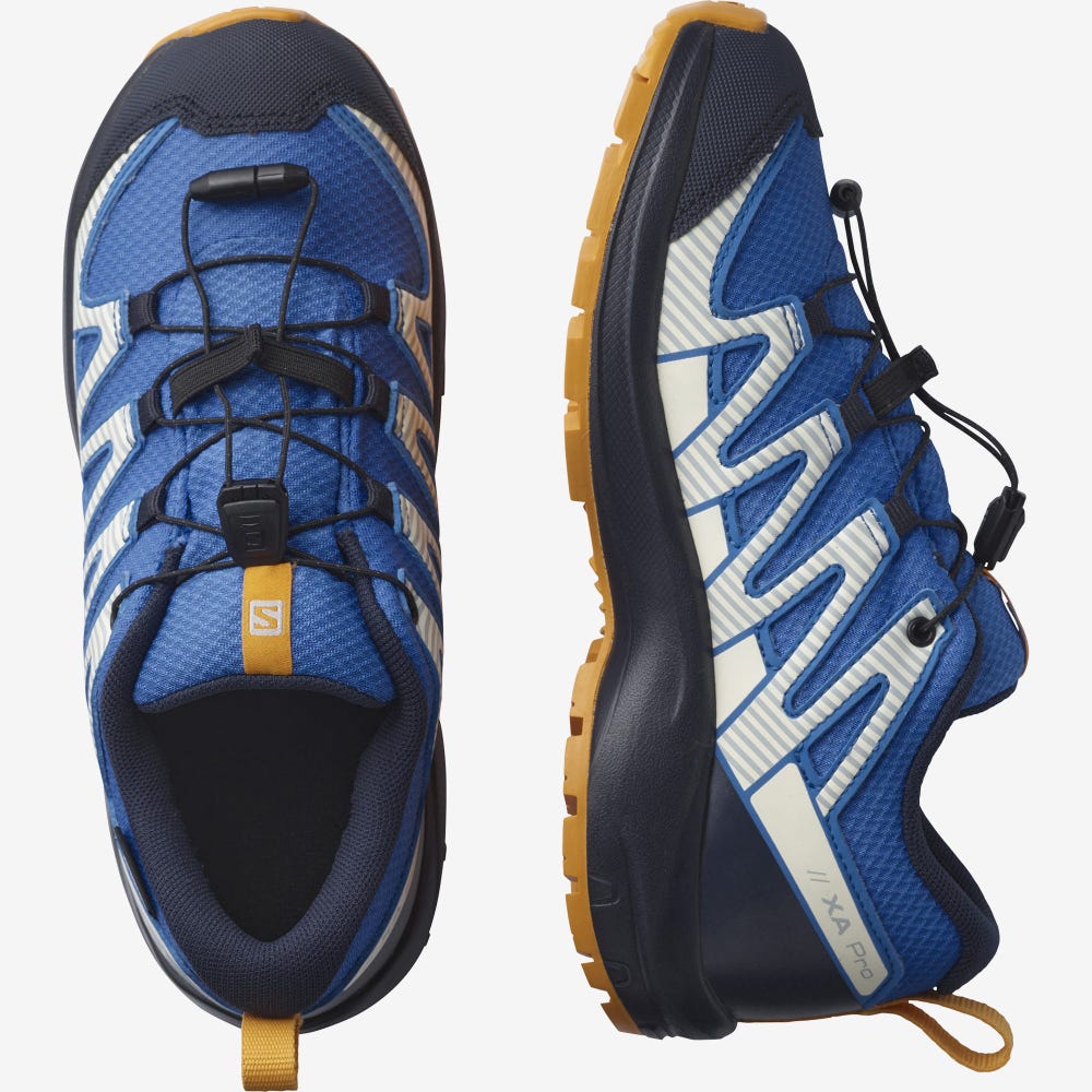 Salomon XA PRO V8 CLIMASALOMON™ WATERPROOF Trailrunning Schuhe Kinder Blau/Navy | XLE-673458