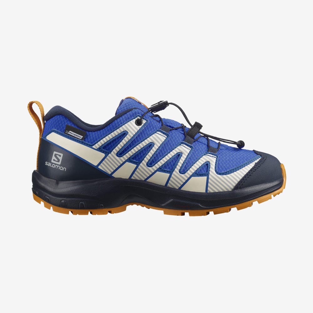 Salomon XA PRO V8 CLIMASALOMON™ WATERPROOF Trailrunning Schuhe Kinder Blau/Navy | XLE-673458