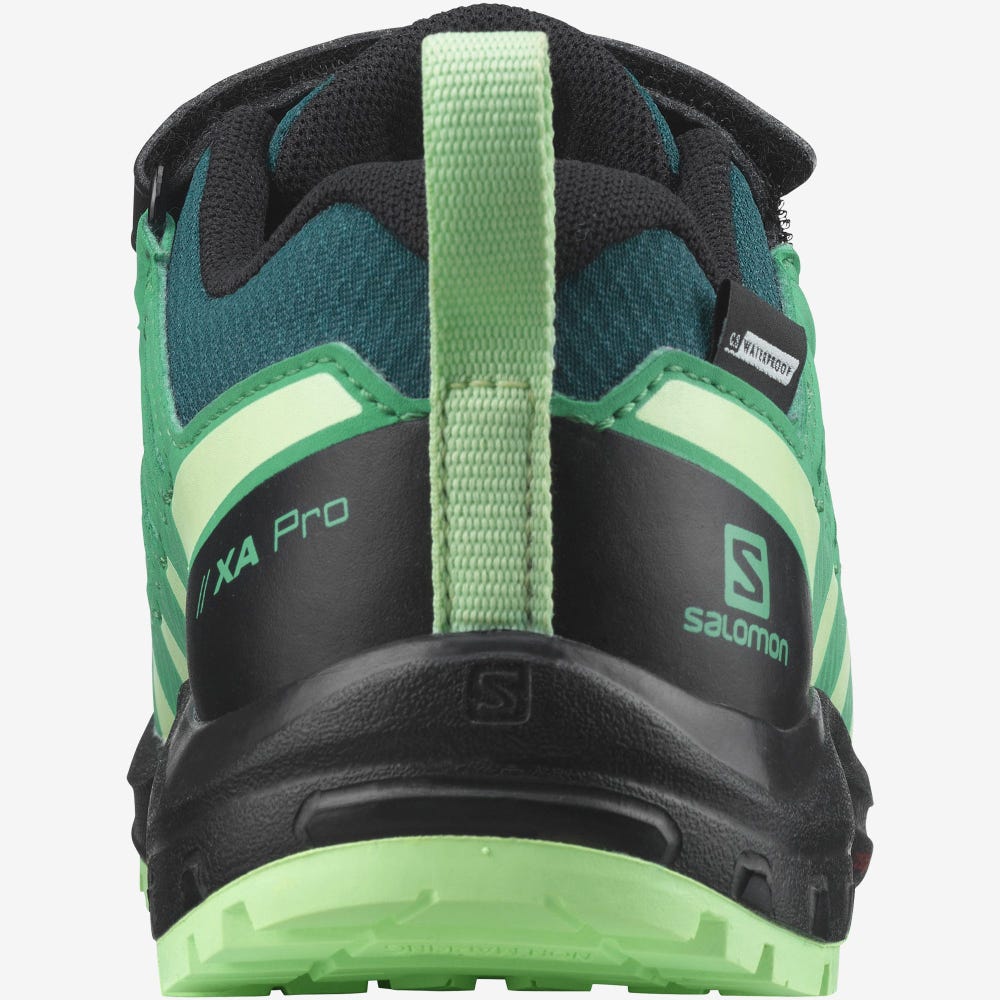 Salomon XA PRO V8 CLIMASALOMON™ WATERPROOF Wanderschuhe Kinder Tiefes Türkis/Schwarz/Grün | XSB-240917