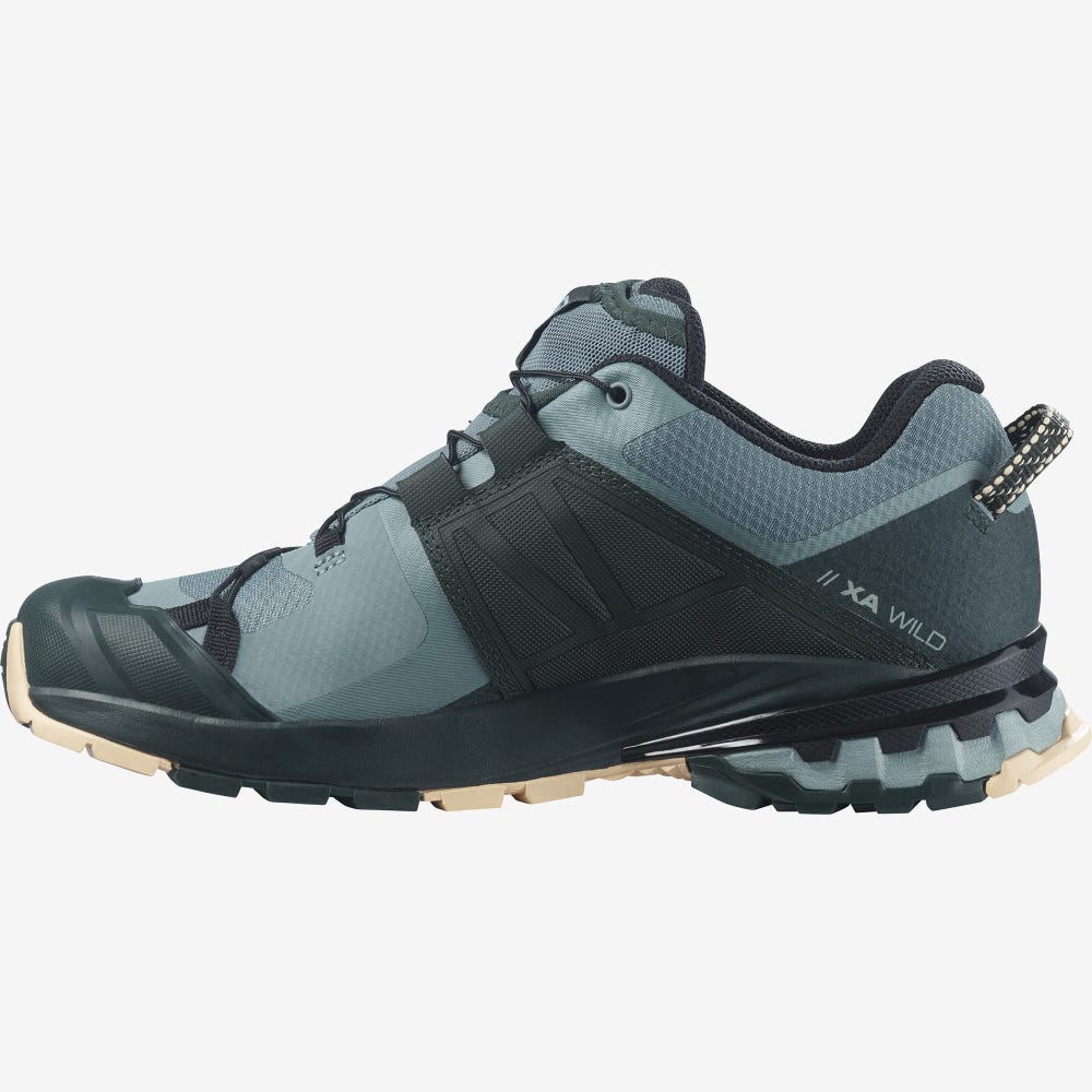 Salomon XA WILD Wanderschuhe Damen Blau/Grün/Weiß | HAR-540381