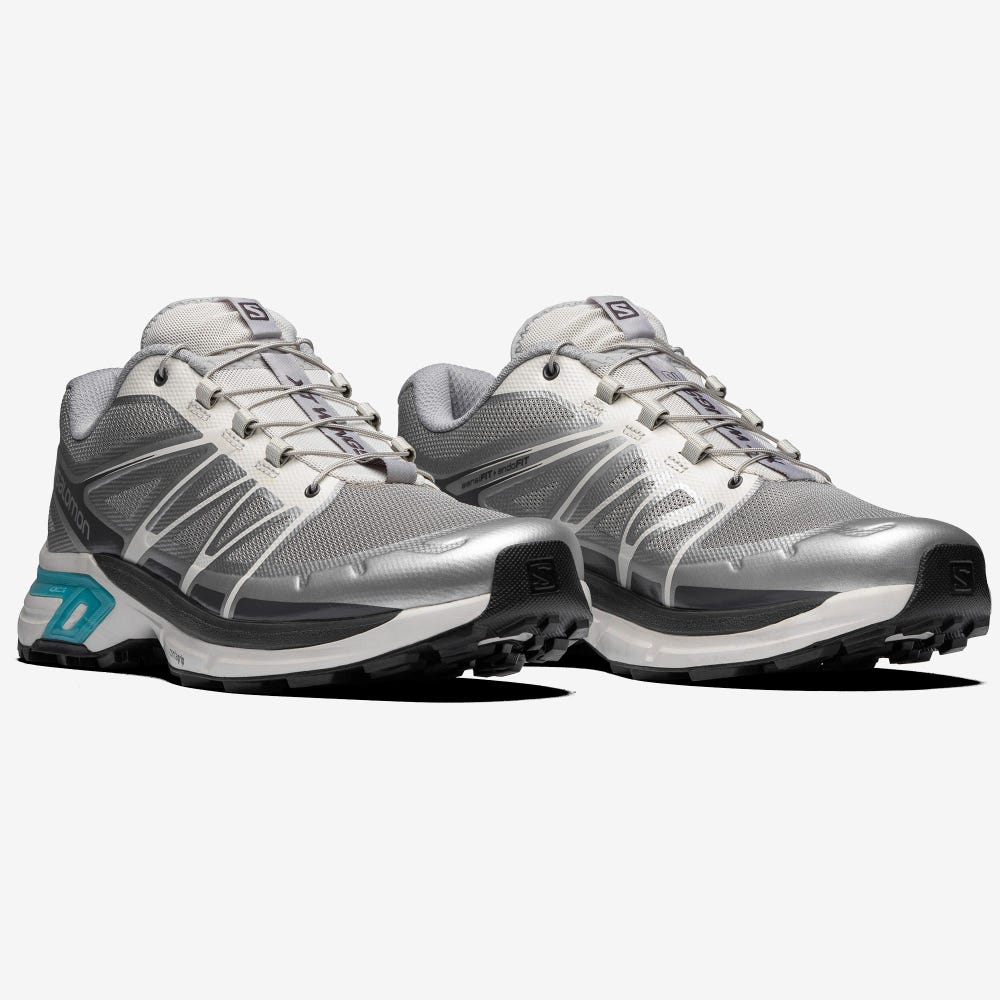 Salomon XT-WINGS 2 ADVANCED Sneaker Damen Grau/Silber Metal/Blau | GEQ-436852