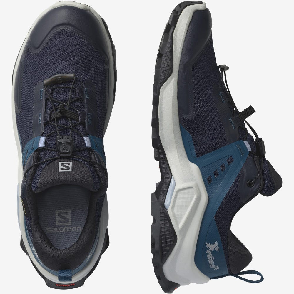 Salomon X RAISE 2 GORE-TEX Wanderschuhe Damen Navy/Blau | AIT-234789