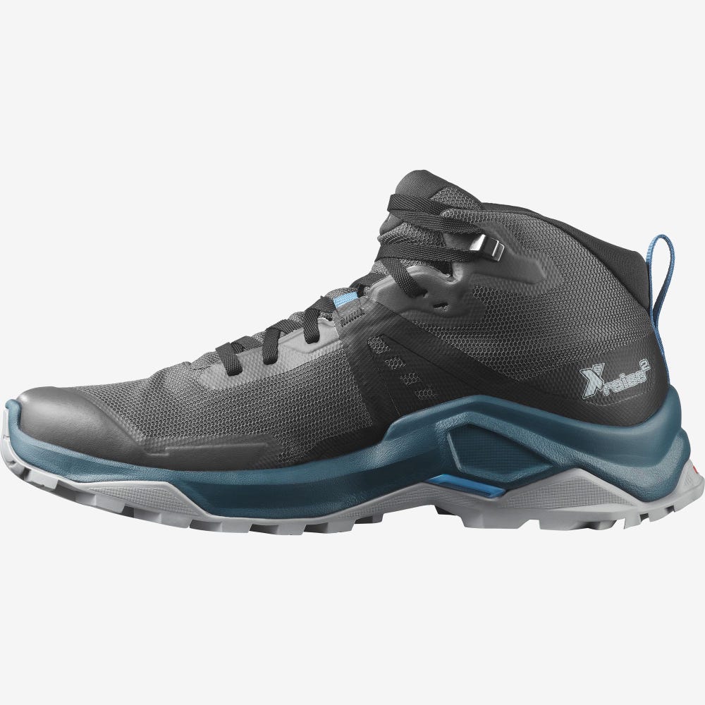 Salomon X RAISE 2 MID GORE-TEX Wanderschuhe Herren Grau/Schwarz | YEH-072953