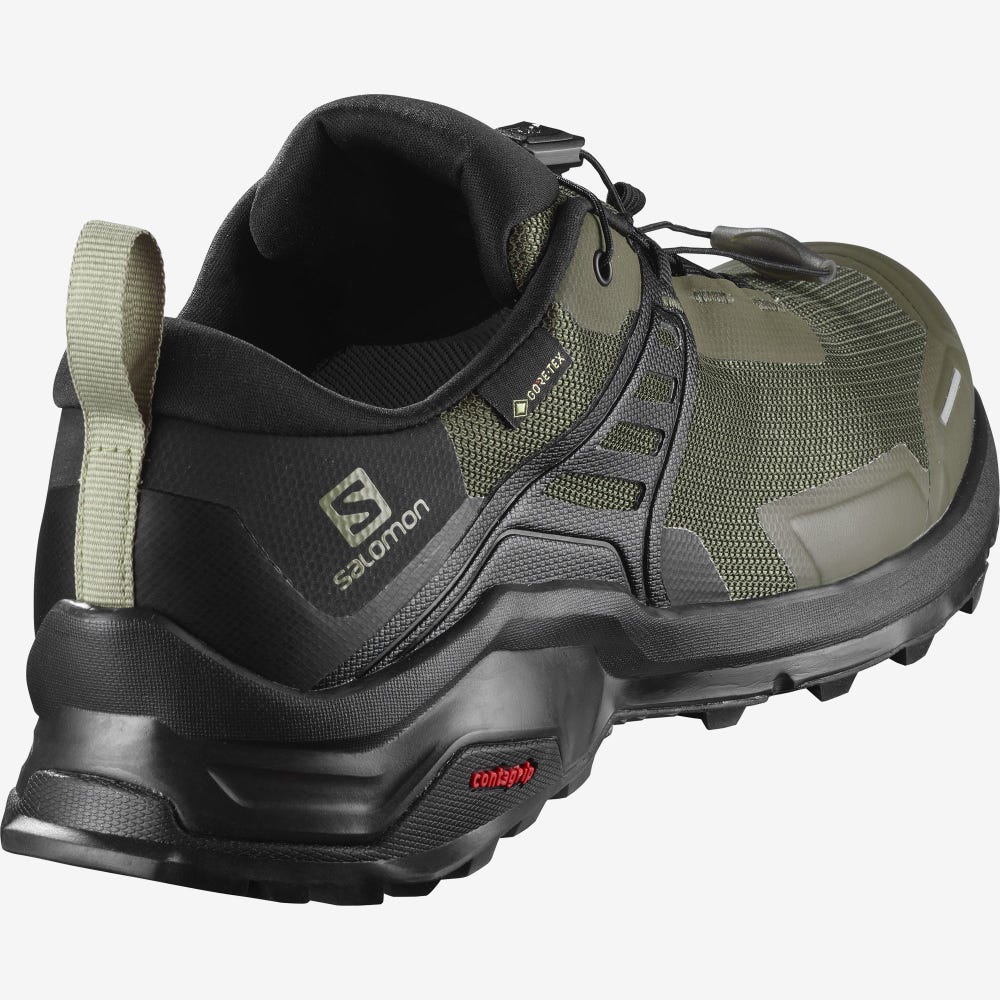 Salomon X RAISE GORE-TEX Wanderschuhe Herren Olivgrün/Schwarz | WTJ-105289