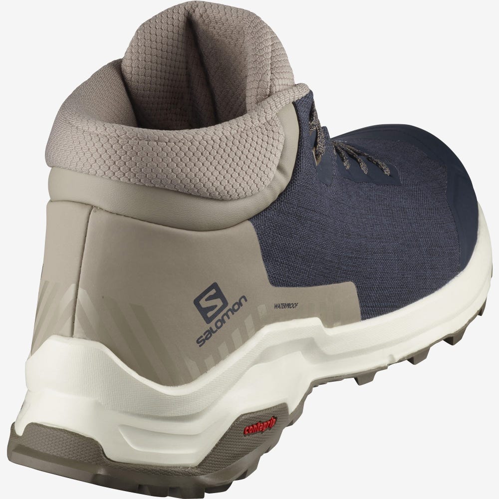 Salomon X REVEAL CHUKKA CLIMASALOMON™ WATERPROOF Winterschuhe Herren Navy/Khaki | BHZ-426975