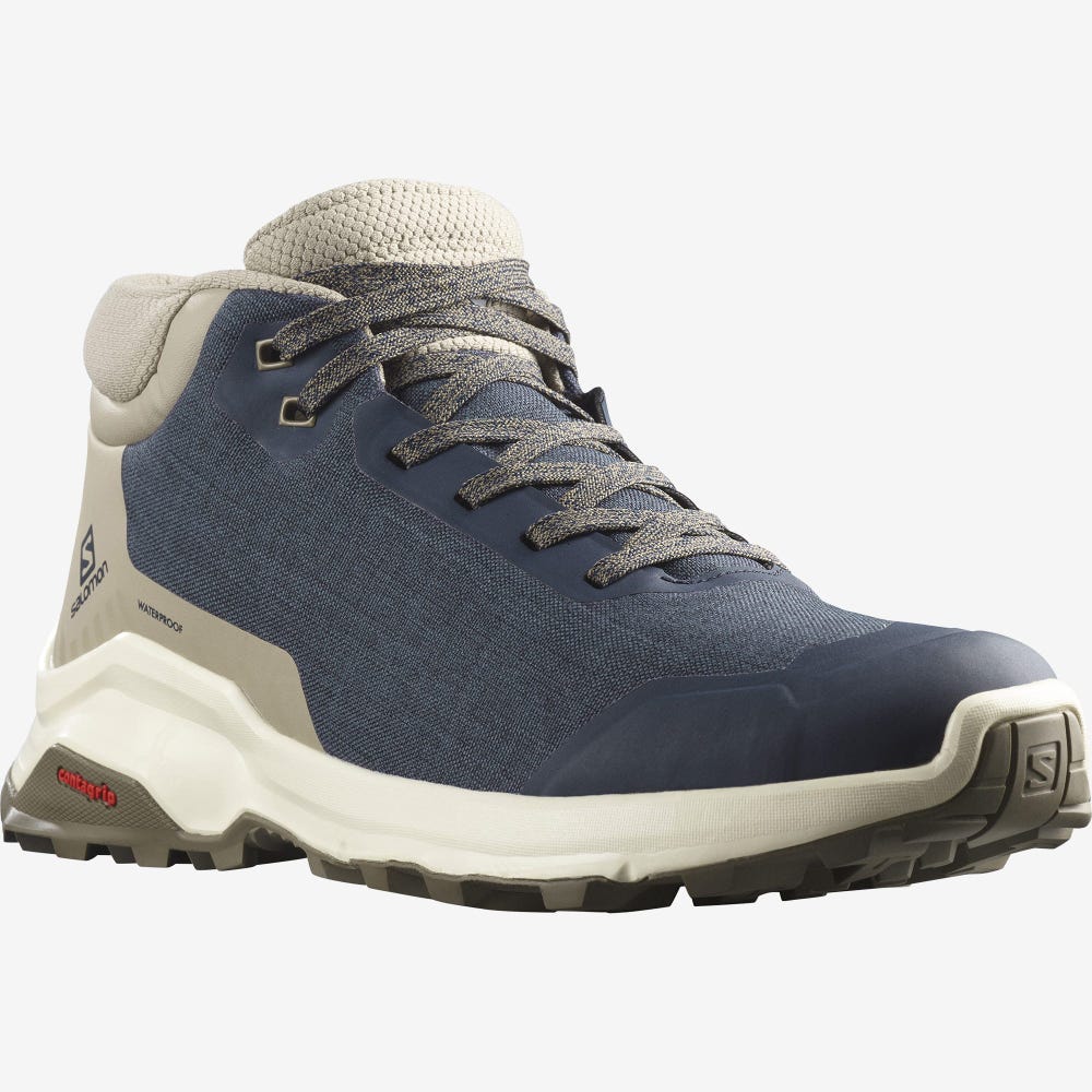 Salomon X REVEAL CHUKKA CLIMASALOMON™ WATERPROOF Winterschuhe Herren Navy/Khaki | BHZ-426975