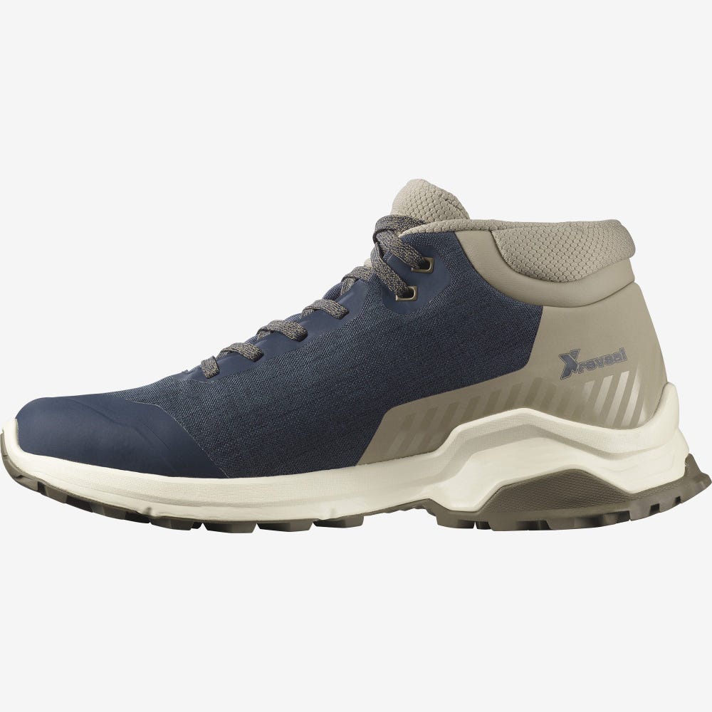 Salomon X REVEAL CHUKKA CLIMASALOMON™ WATERPROOF Winterschuhe Herren Navy/Khaki | BHZ-426975