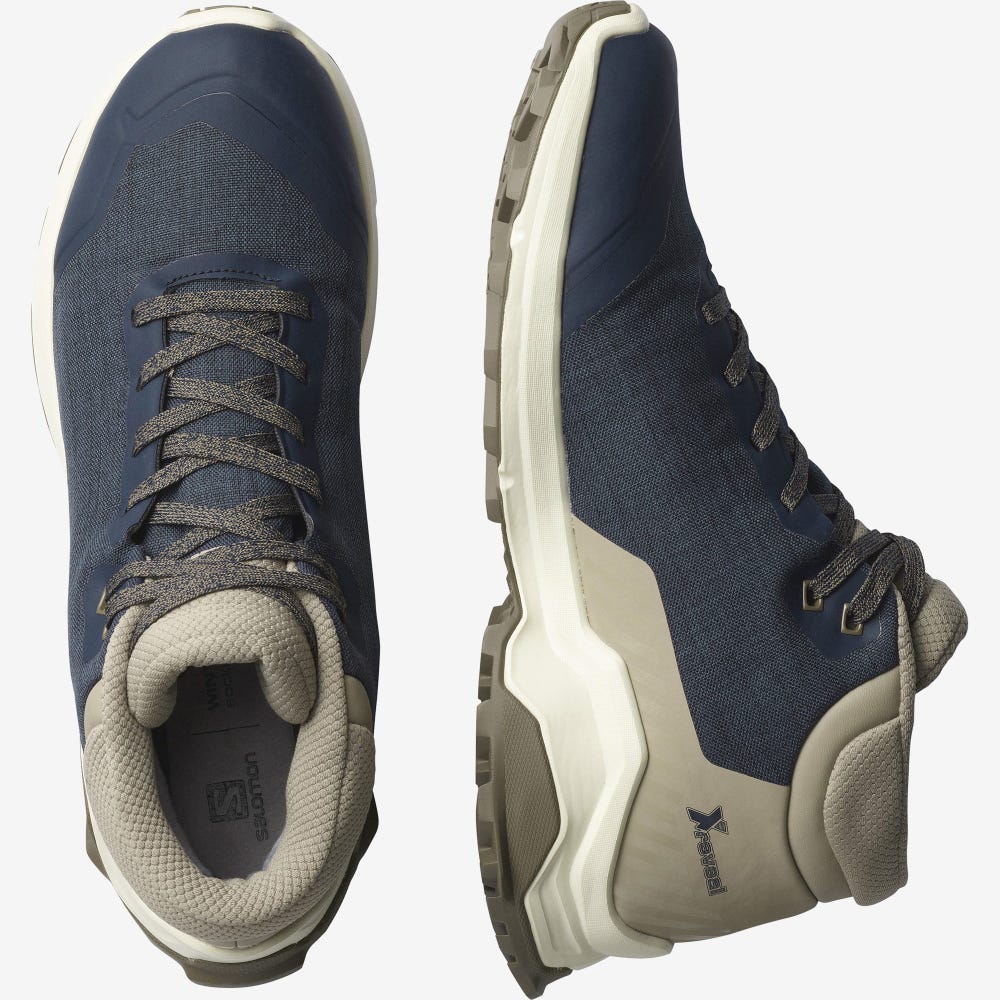 Salomon X REVEAL CHUKKA CLIMASALOMON™ WATERPROOF Winterschuhe Herren Navy/Khaki | BHZ-426975