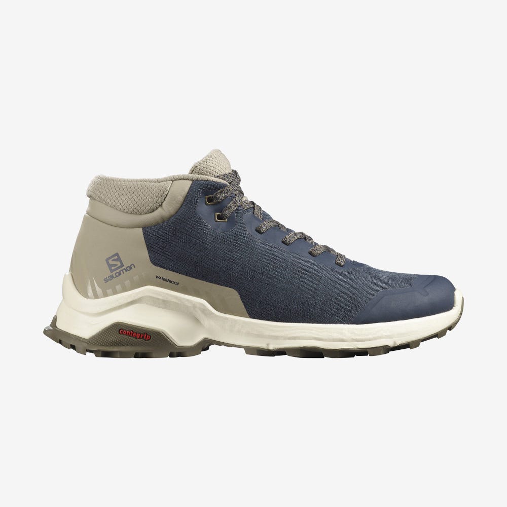 Salomon X REVEAL CHUKKA CLIMASALOMON™ WATERPROOF Winterschuhe Herren Navy/Khaki | BHZ-426975