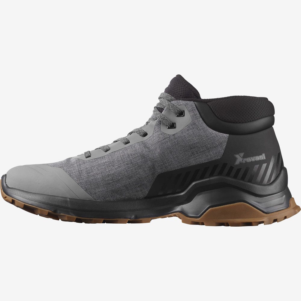 Salomon X REVEAL CHUKKA CLIMASALOMON™ WATERPROOF Winterstiefel Herren Grau/Schwarz | TCO-160379