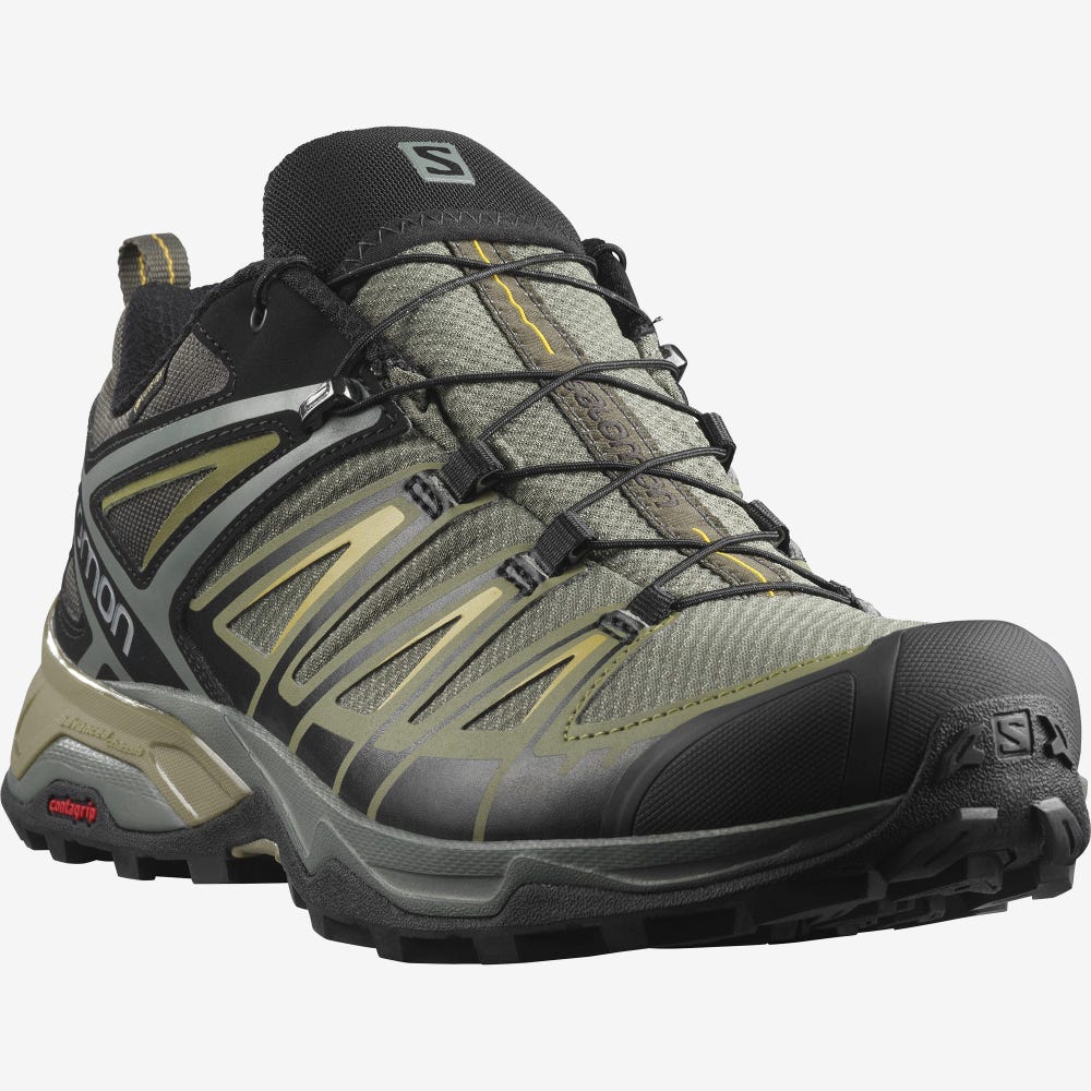 Salomon X ULTRA 3 GORE-TEX Wanderschuhe Herren Grau/Grün | MJE-628074