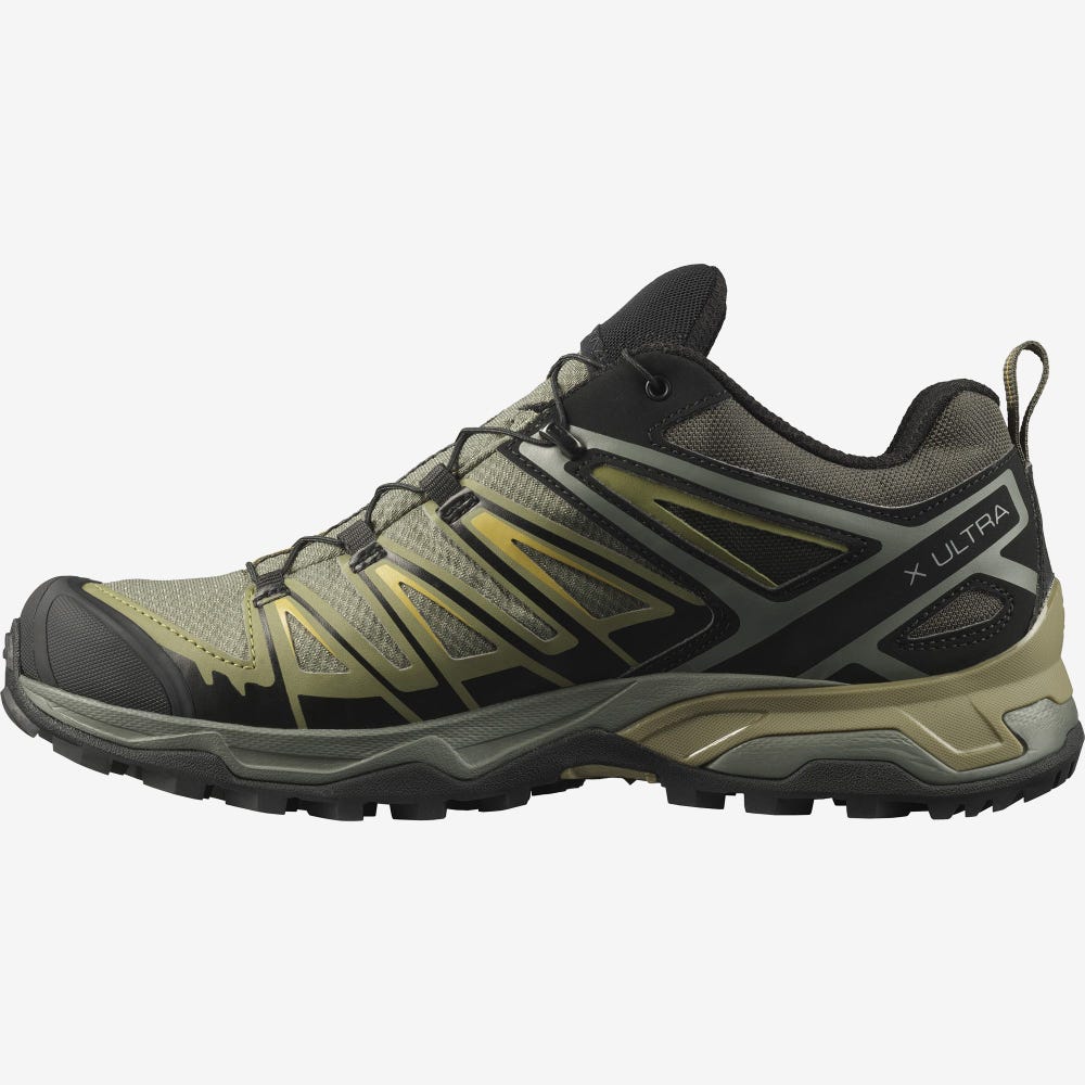 Salomon X ULTRA 3 GORE-TEX Wanderschuhe Herren Grau/Grün | MJE-628074